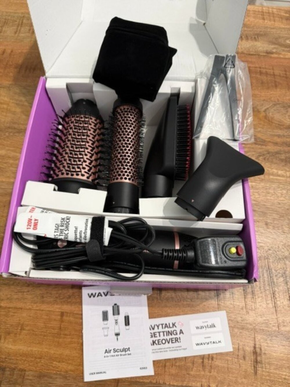 Wavytalk Air Sculpt 4 in 1 Hot Blowout Brush Blow Dryer Hair Styler Set Black
